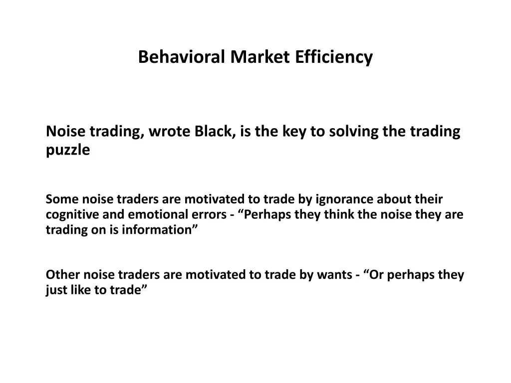 behavioral market efficiency 21