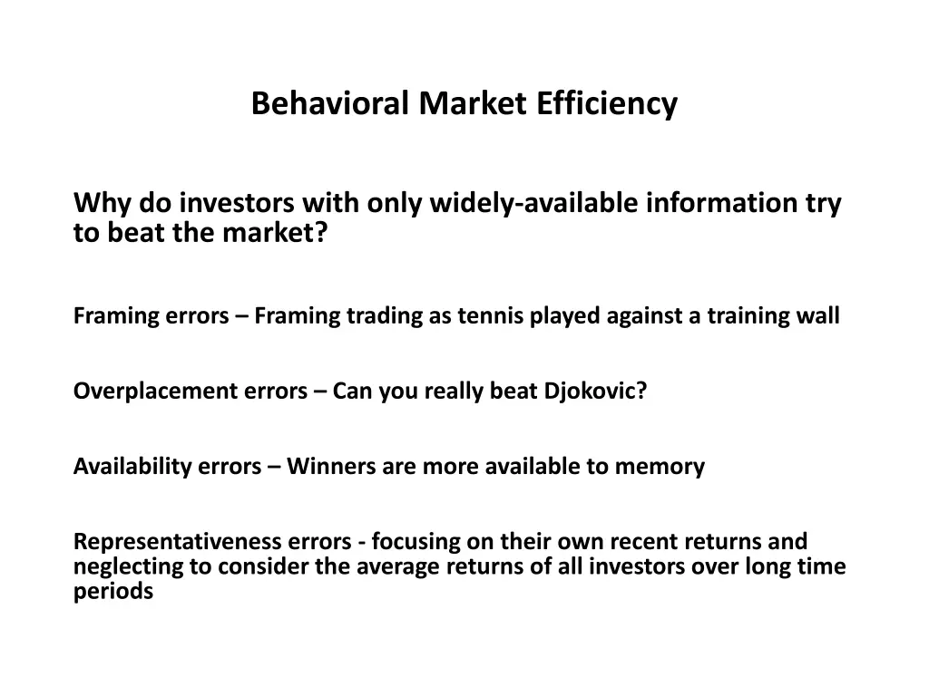 behavioral market efficiency 22