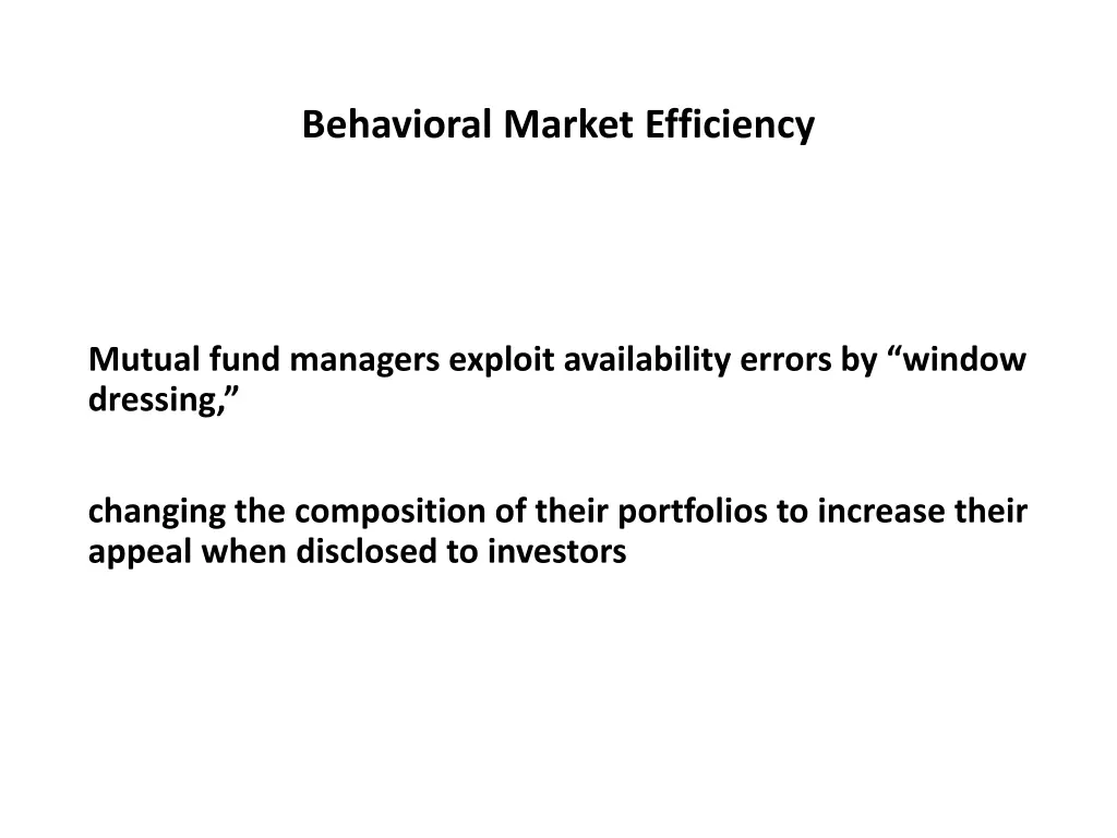 behavioral market efficiency 25