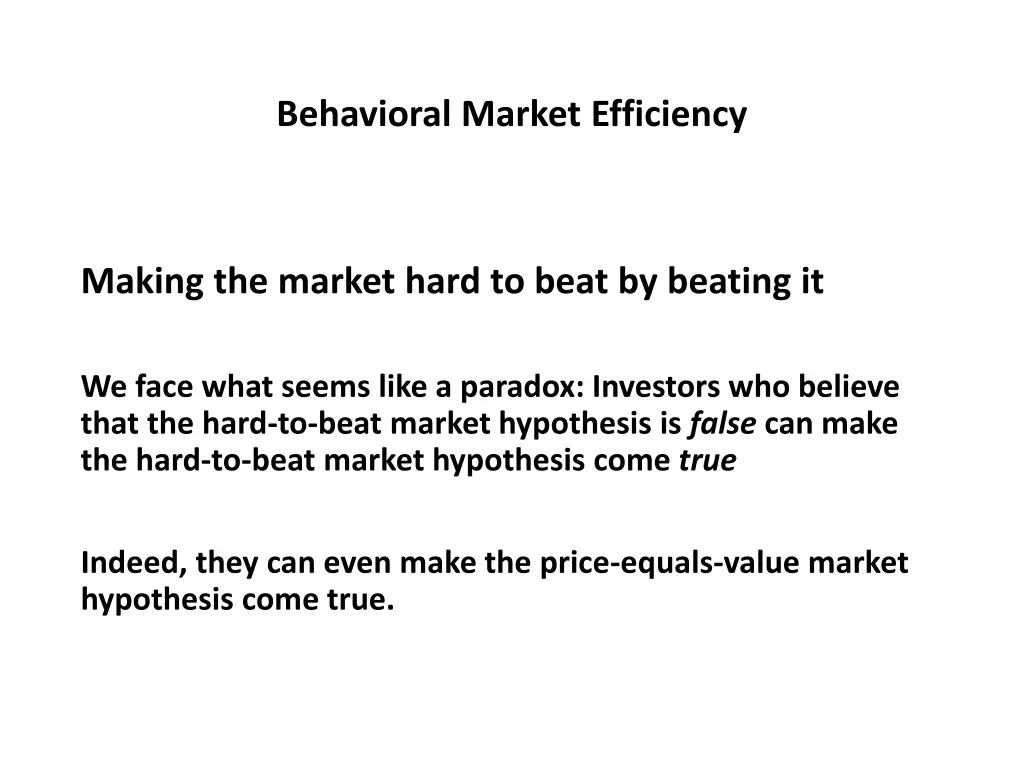 behavioral market efficiency 26