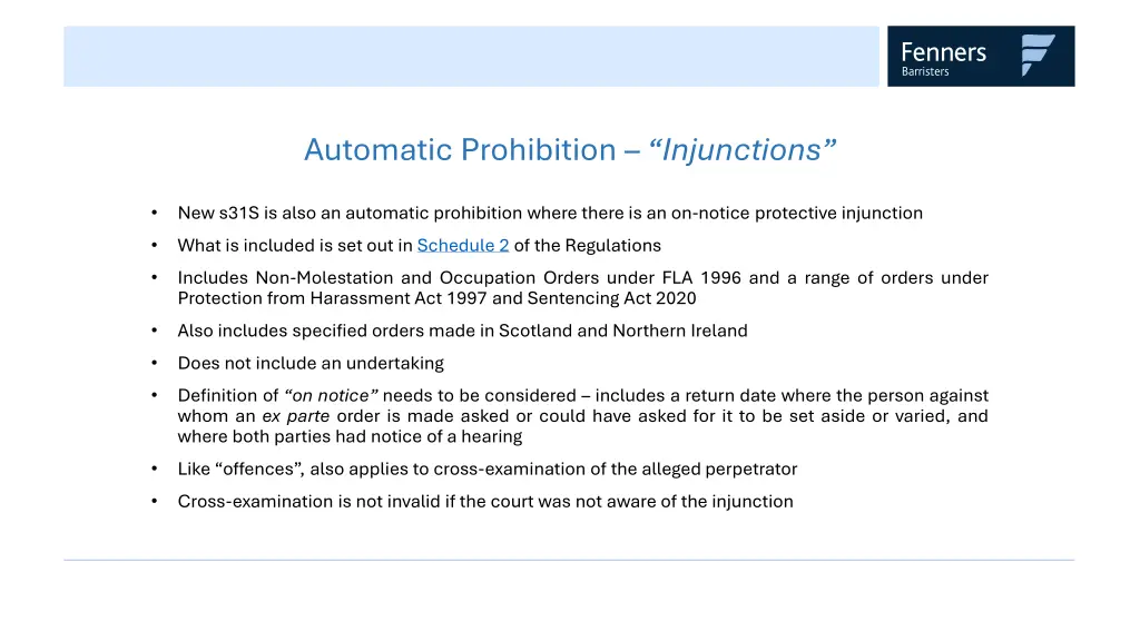 automatic prohibition injunctions