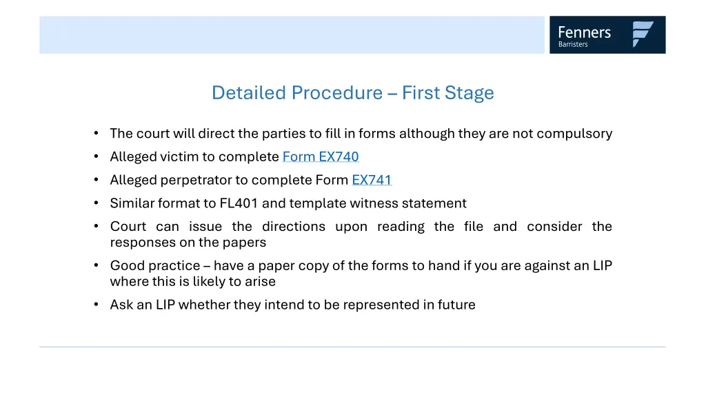 detailed procedure first stage