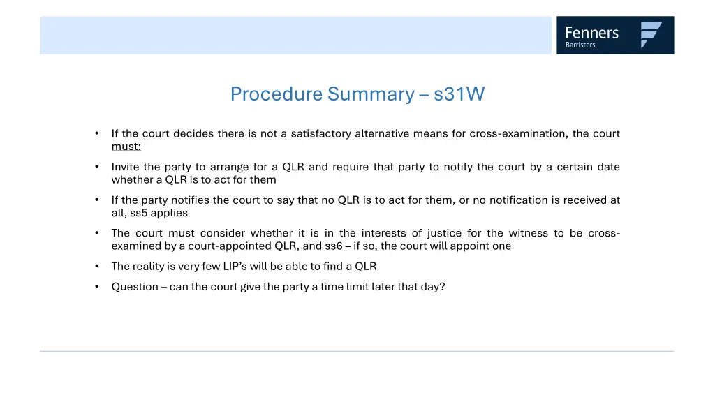 procedure summary s31w