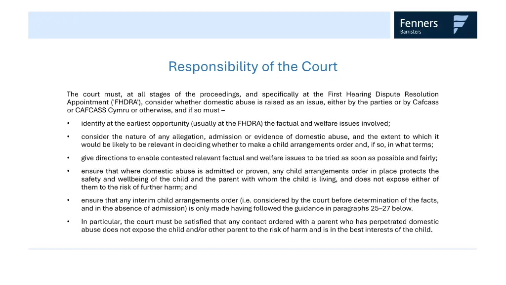 responsibility of the court