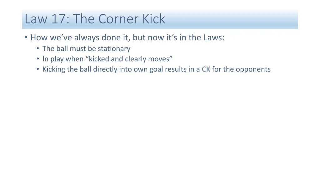 law 17 the corner kick