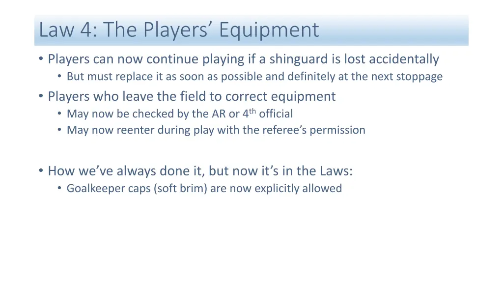 law 4 the players equipment