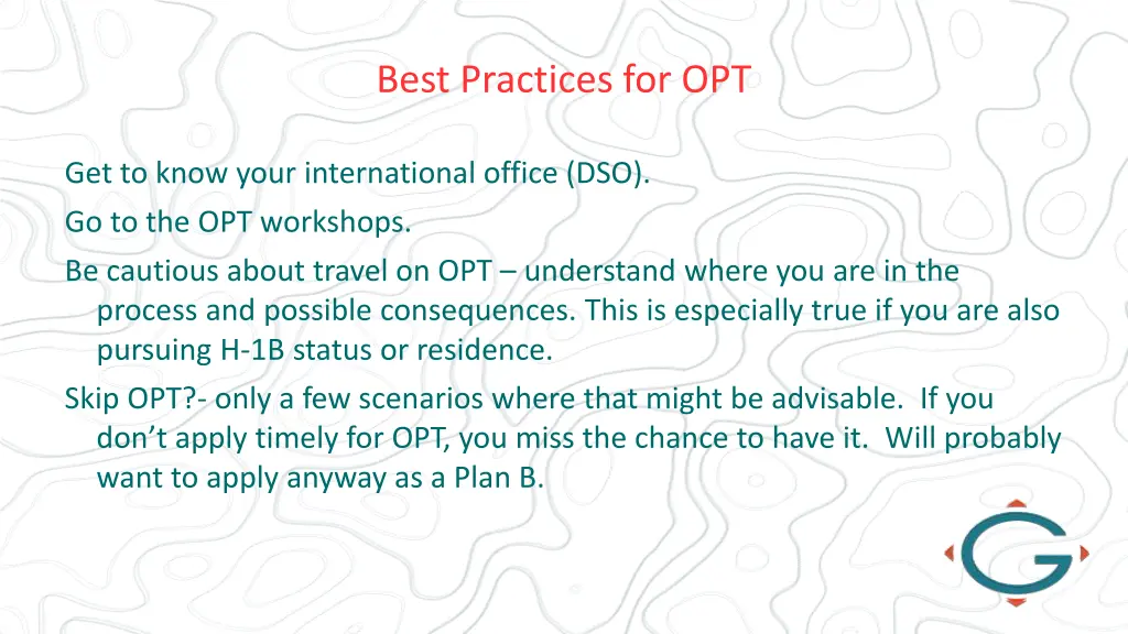 best practices for opt