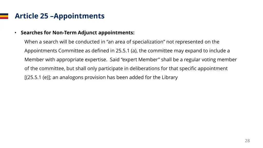 article 25 appointments