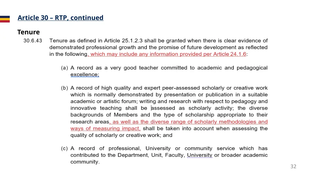 article 30 rtp continued