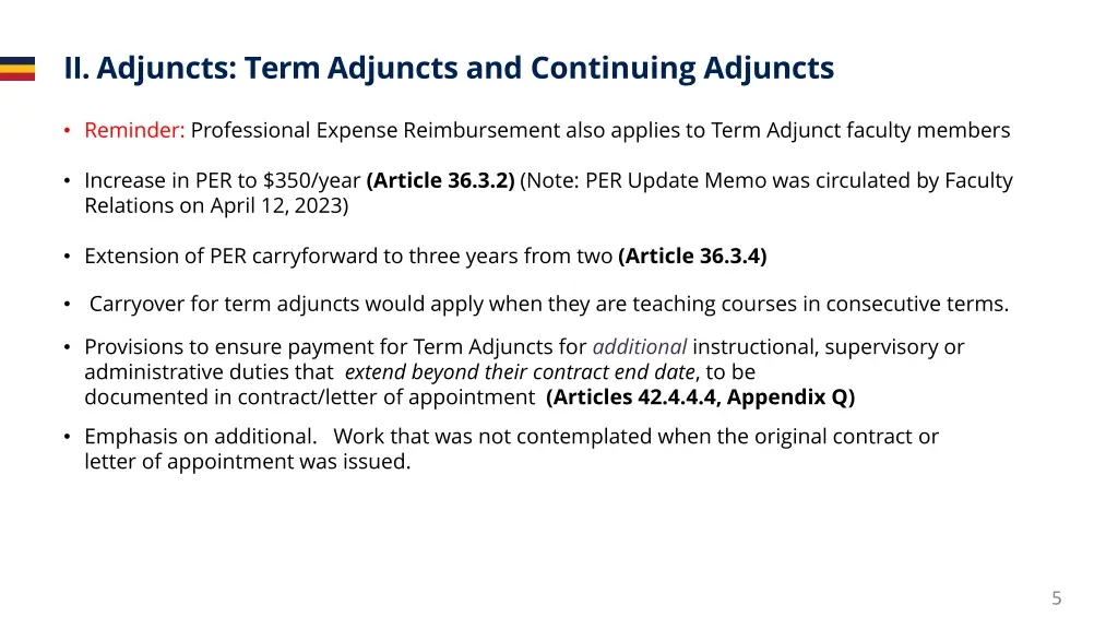 ii adjuncts term adjuncts and continuing adjuncts