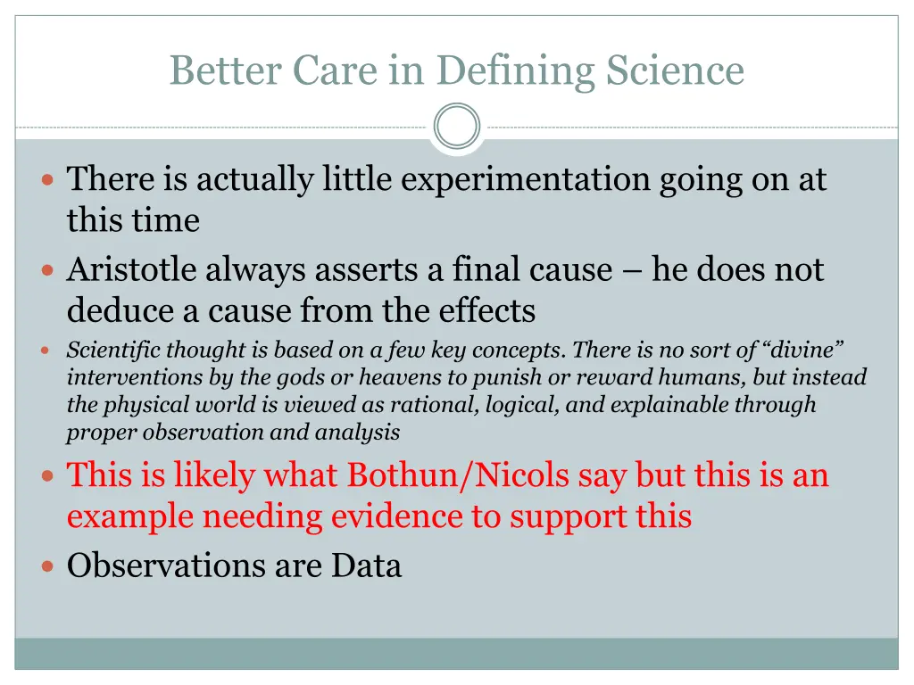 better care in defining science