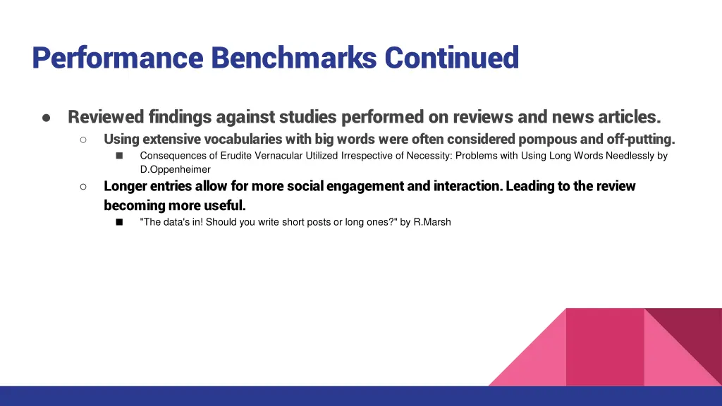 performance benchmarks continued 1