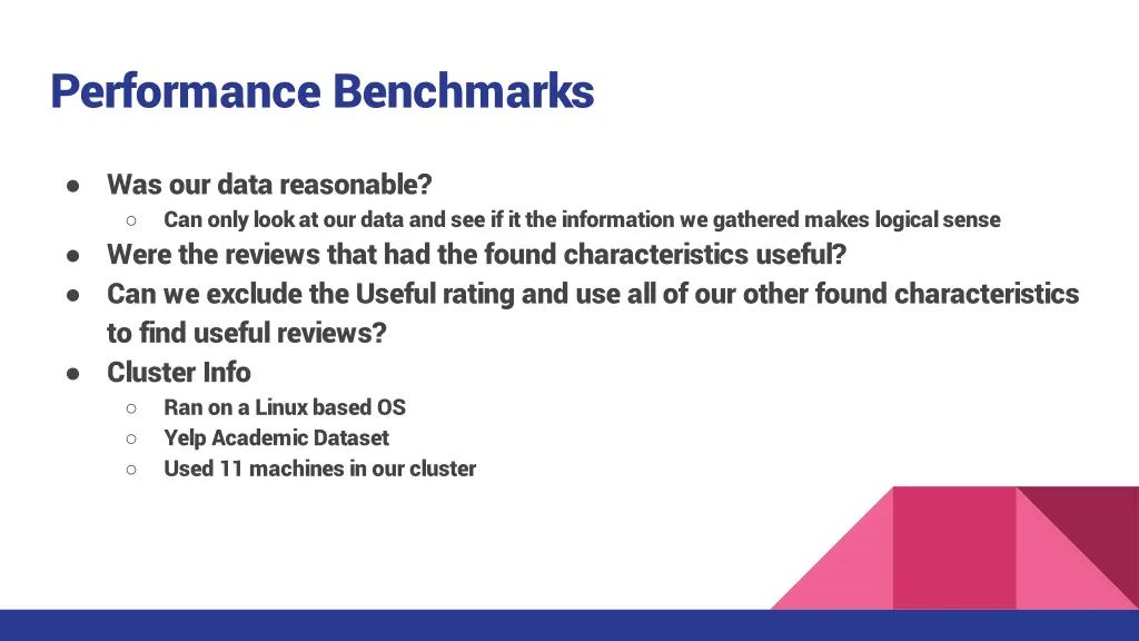 performance benchmarks