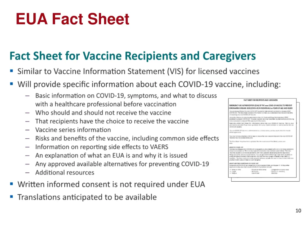 eua fact sheet