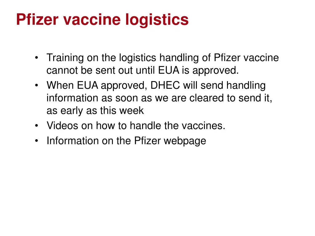 pfizer vaccine logistics