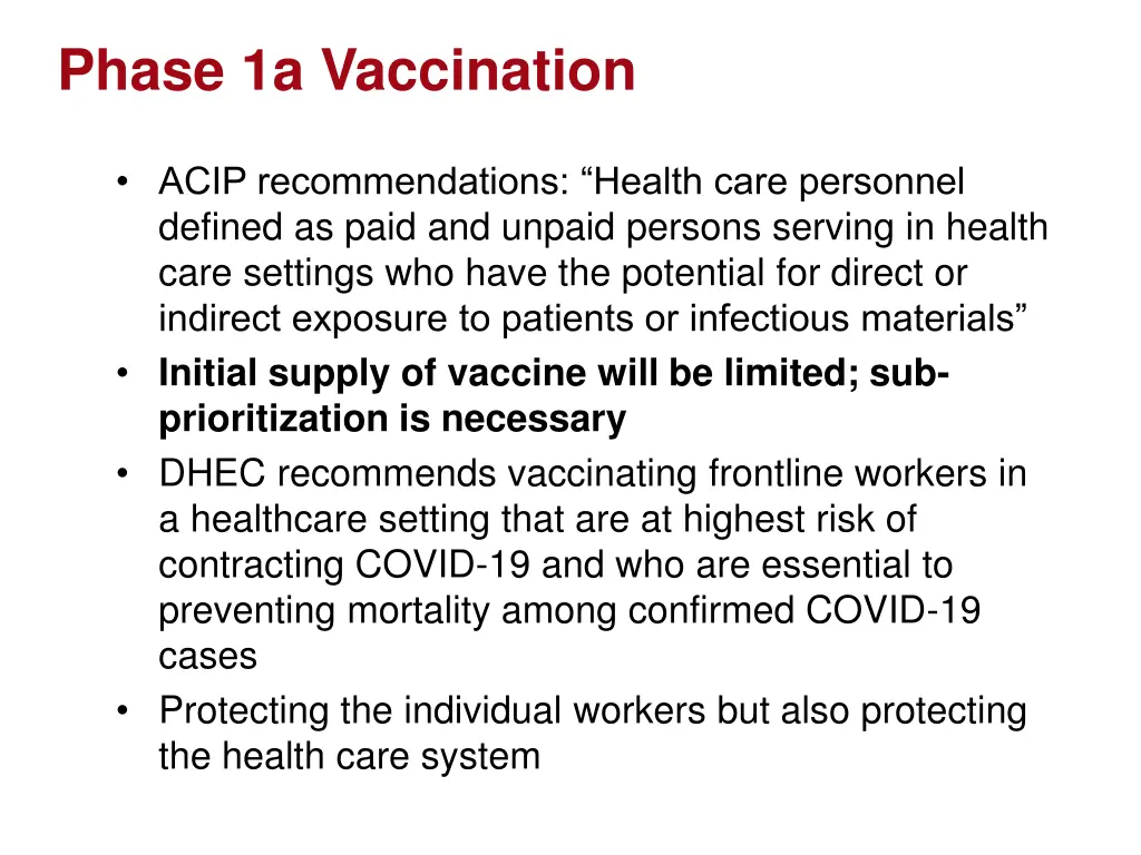 phase 1a vaccination