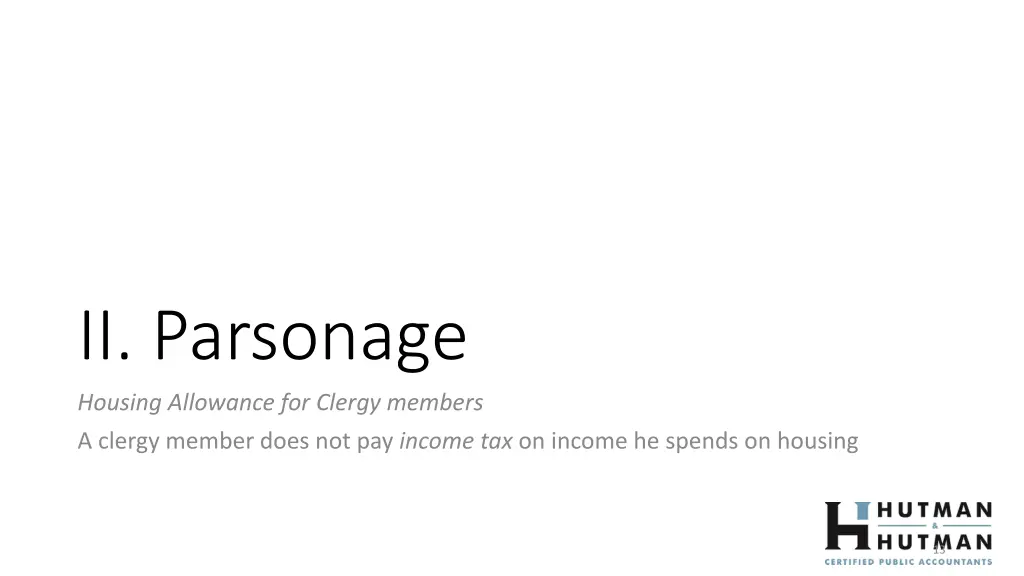 ii parsonage housing allowance for clergy members