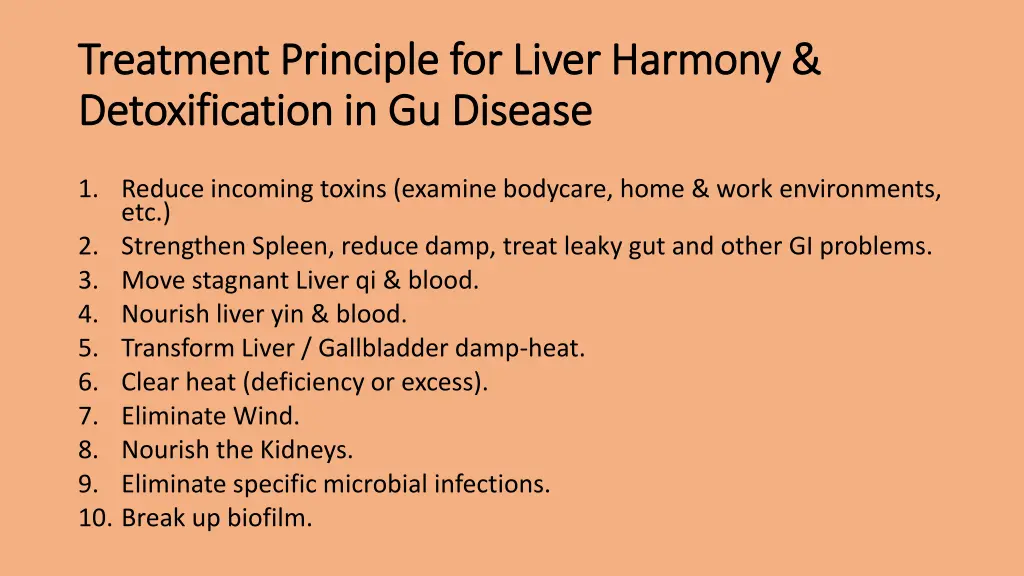 treatment principle for liver harmony treatment