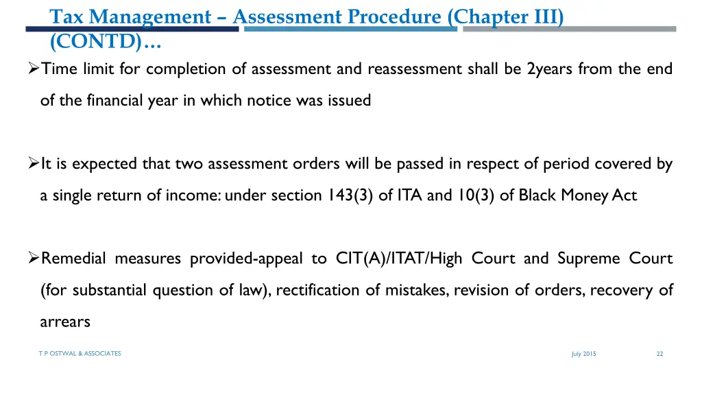 tax management assessment procedure chapter