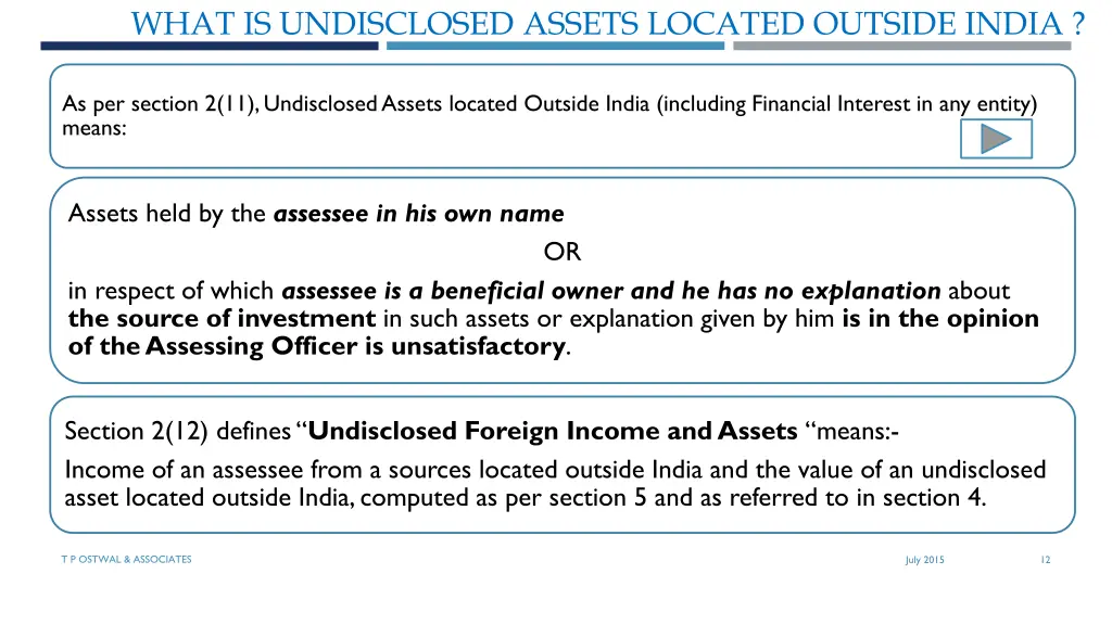 what is undisclosed assets located outside india