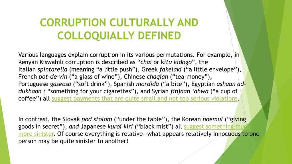 corruption culturally and colloquially defined