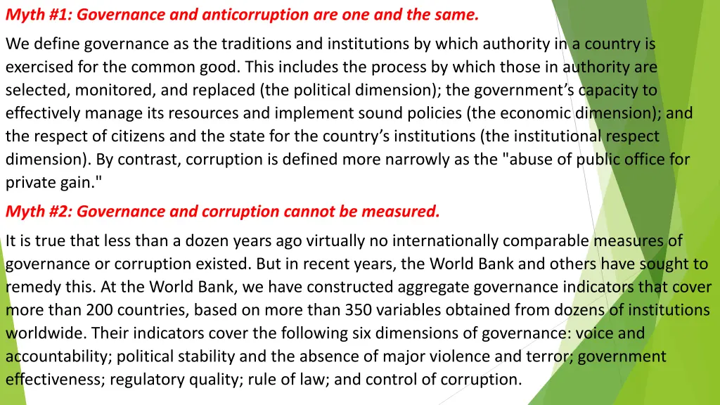 myth 1 governance and anticorruption