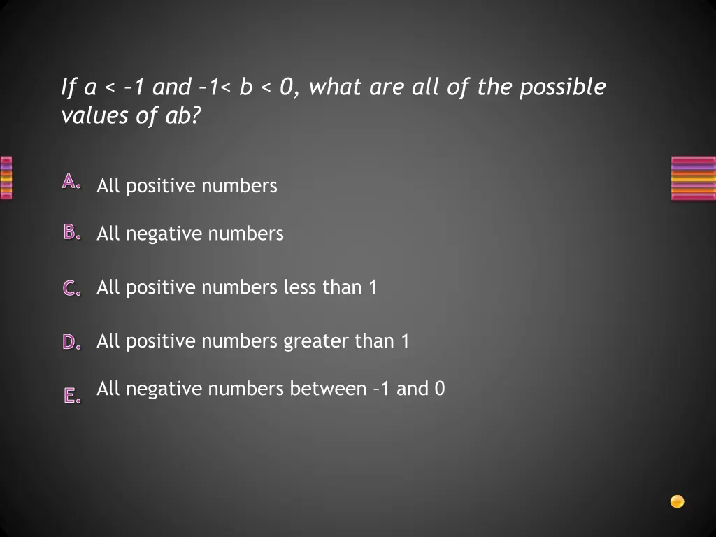 if a 1 and 1 b 0 what are all of the possible