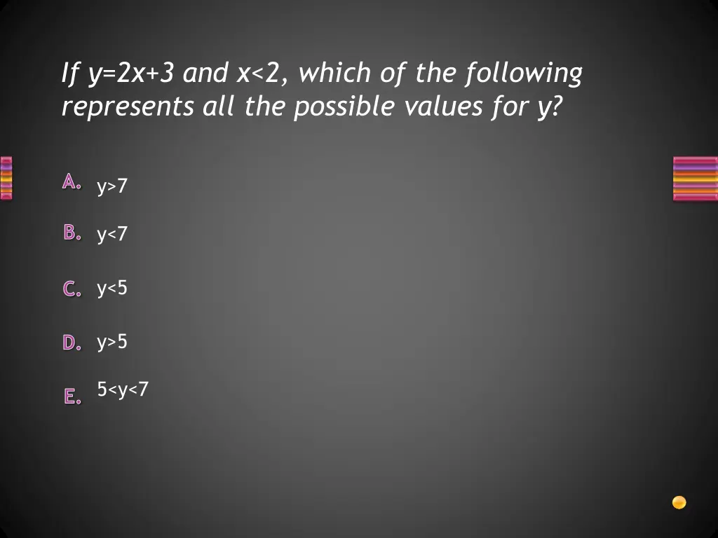 if y 2x 3 and x 2 which of the following