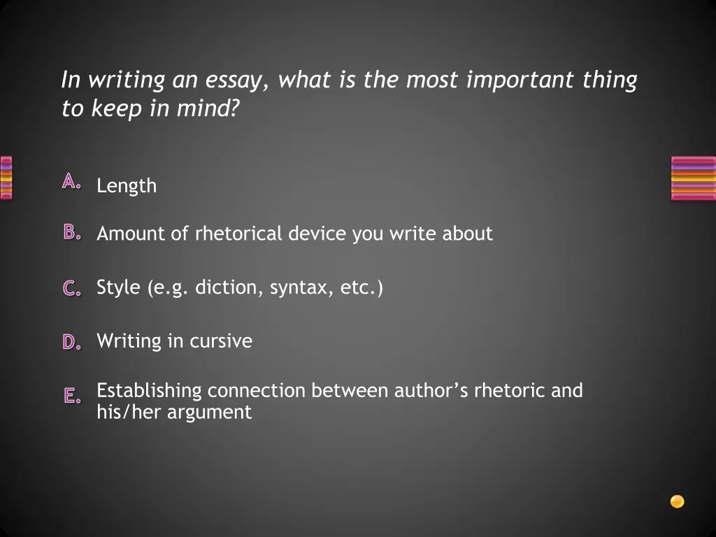 in writing an essay what is the most important