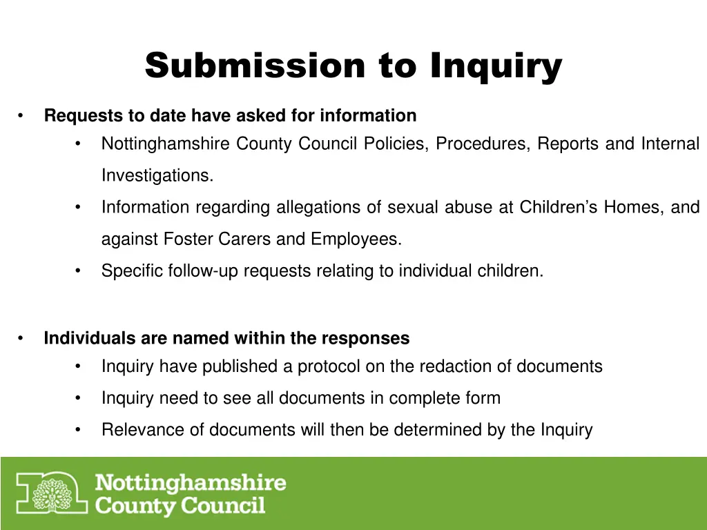 submission to inquiry