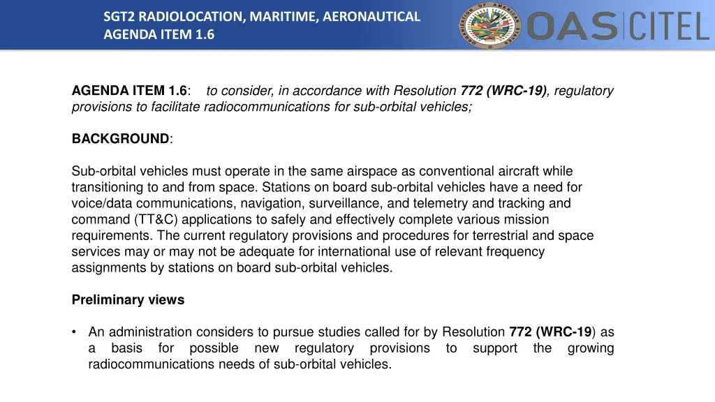 sgt2 radiolocation maritime aeronautical agenda