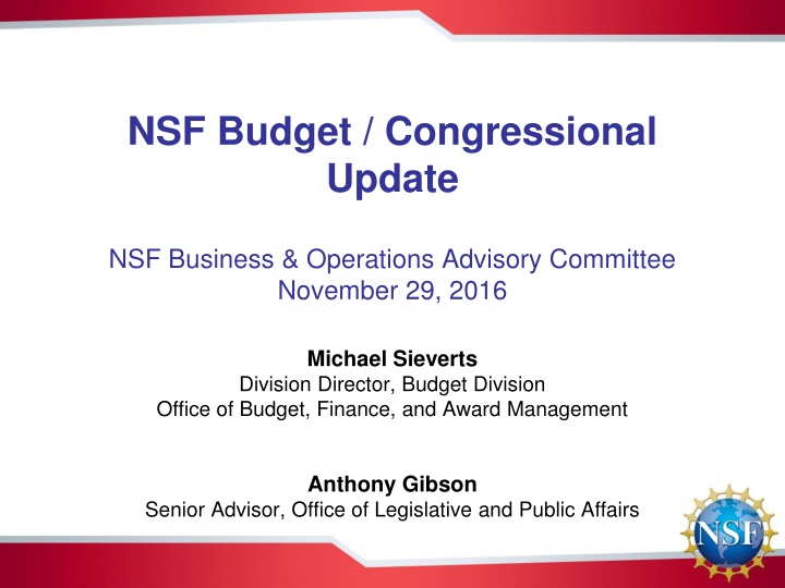 nsf budget congressional update