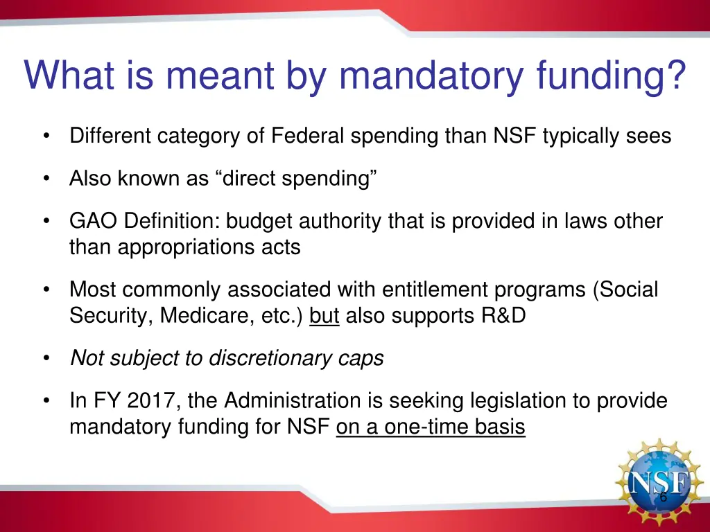 what is meant by mandatory funding