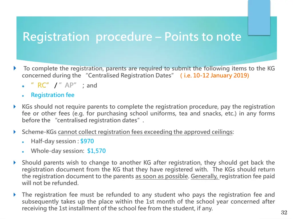 registration procedure points to note