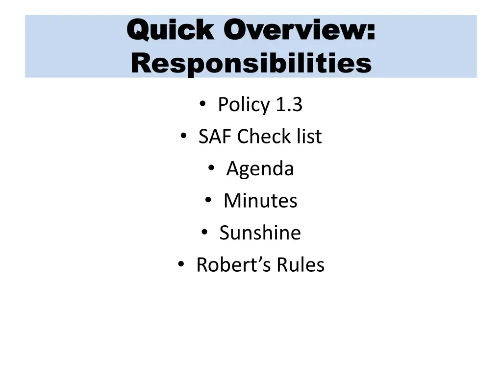 quick overview quick overview responsibilities