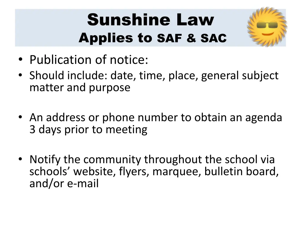 sunshine law applies to saf sac publication