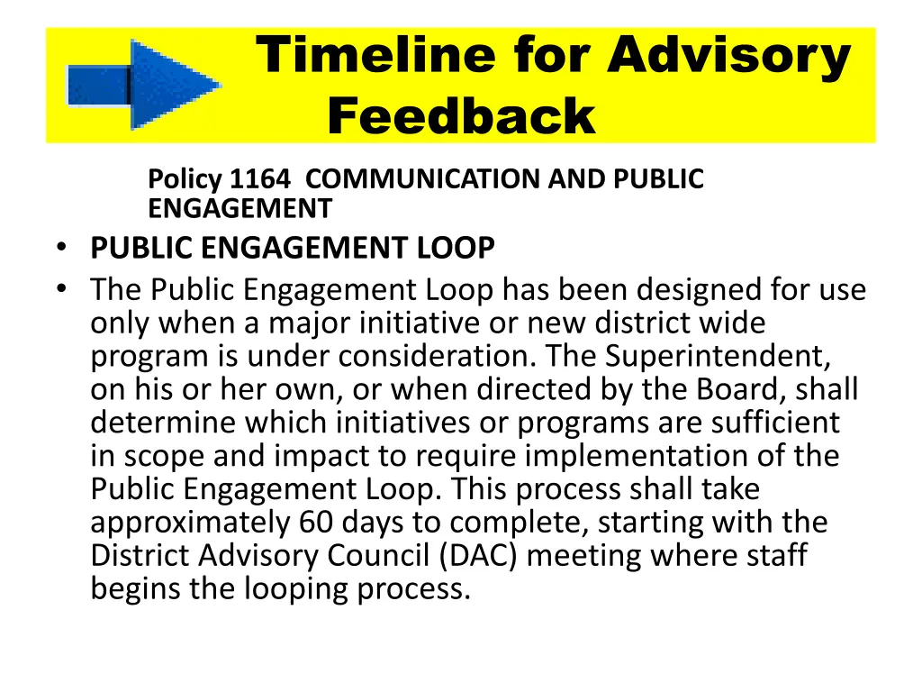 timeline for advisory feedback