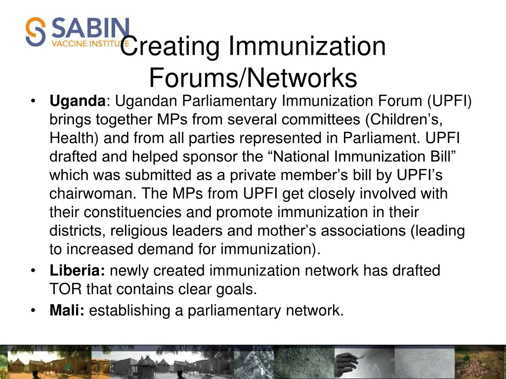 creating immunization forums networks uganda