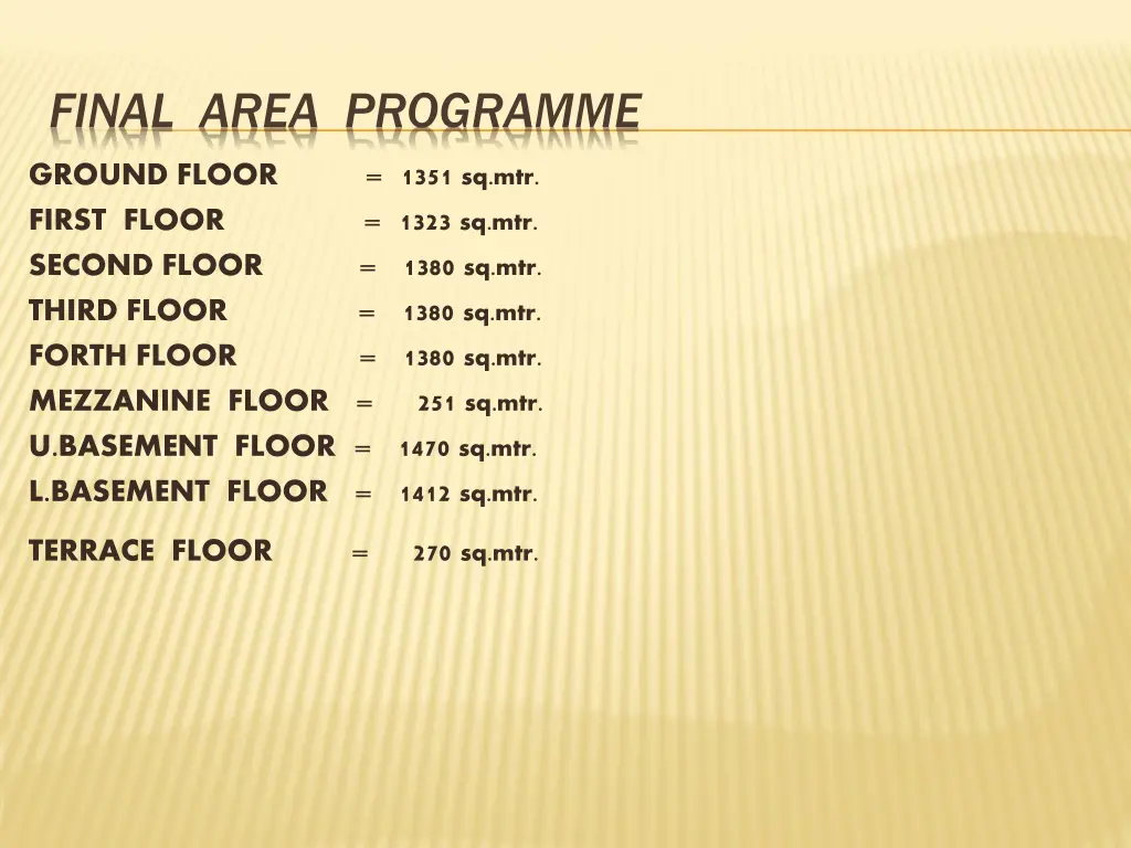 final area programme