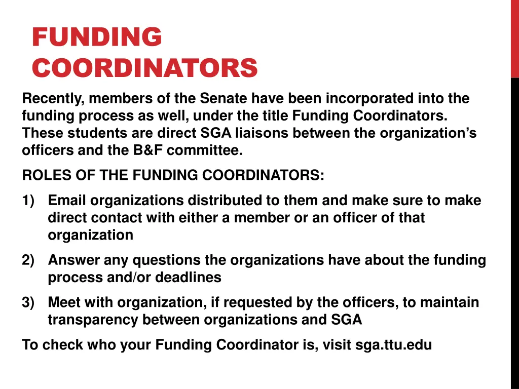 funding coordinators recently members