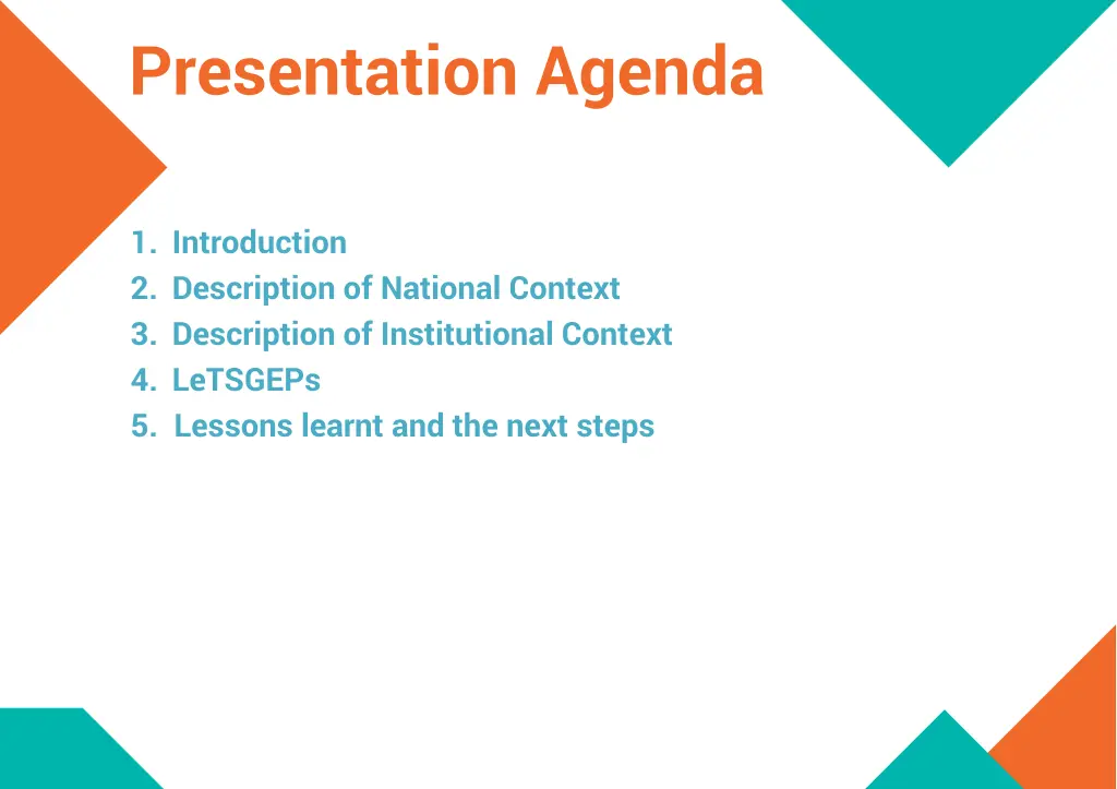 presentation agenda