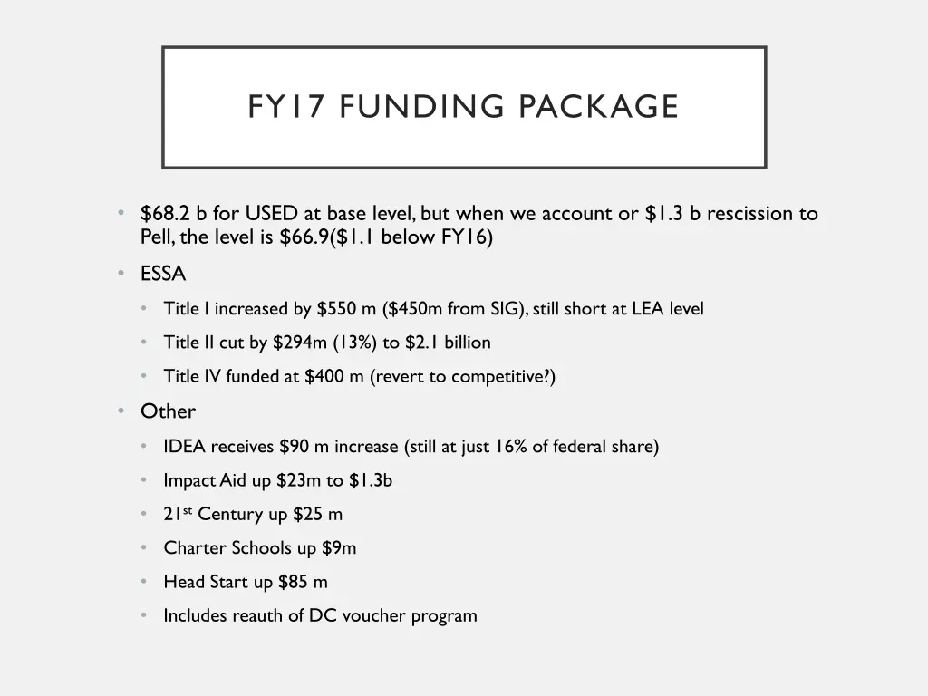 fy17 funding package