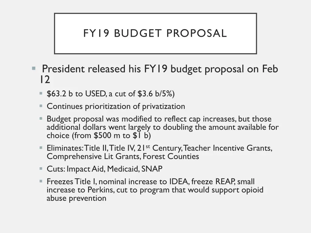 fy19 budget proposal