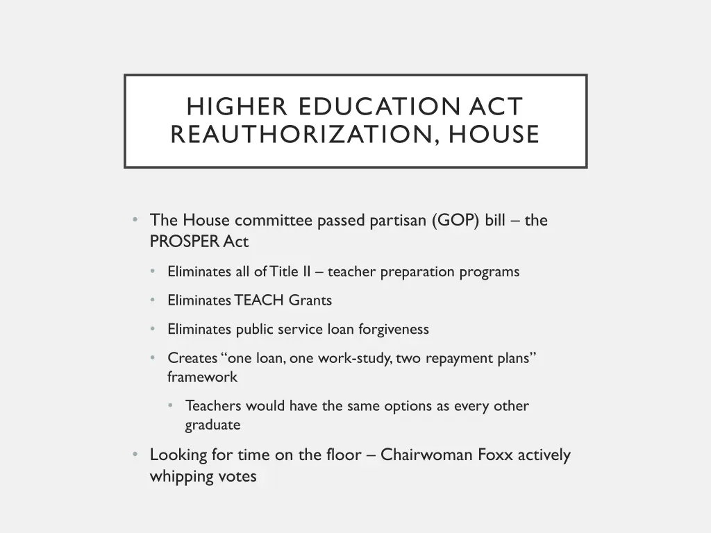 higher education act reauthorization house