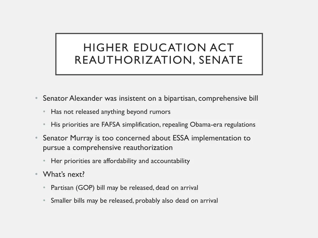 higher education act reauthorization senate