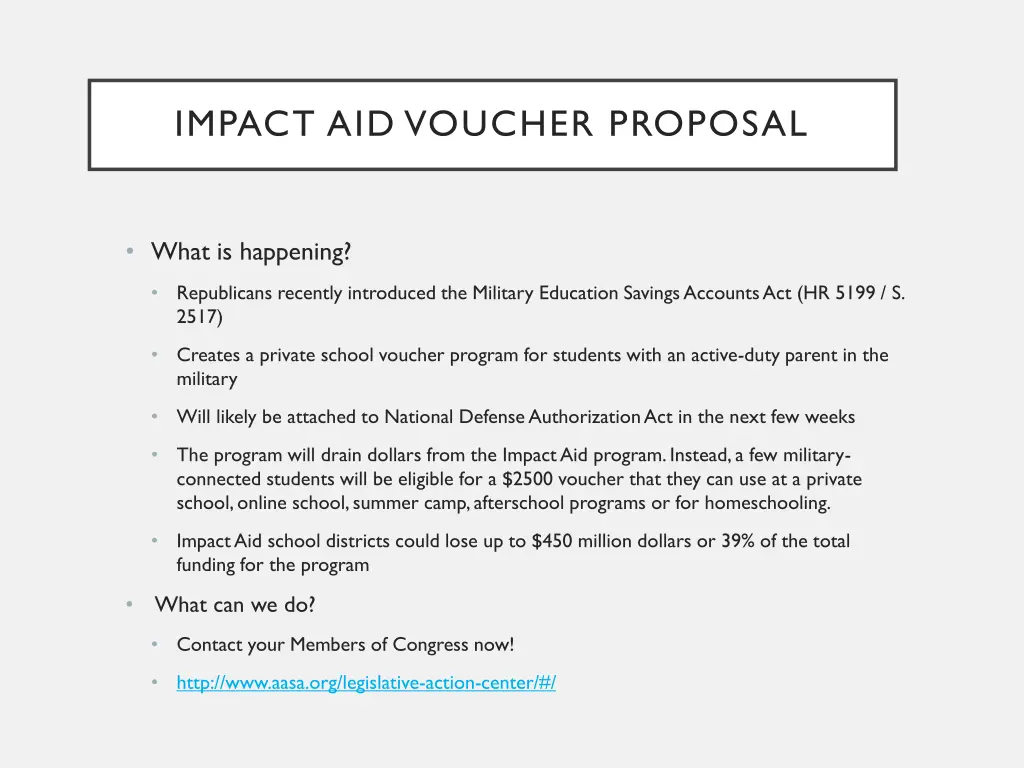 impact aid voucher proposal