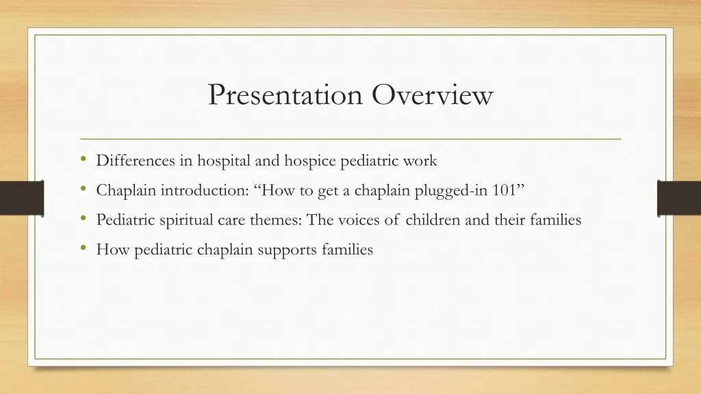 presentation overview