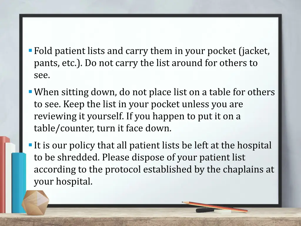 fold patient lists and carry them in your pocket