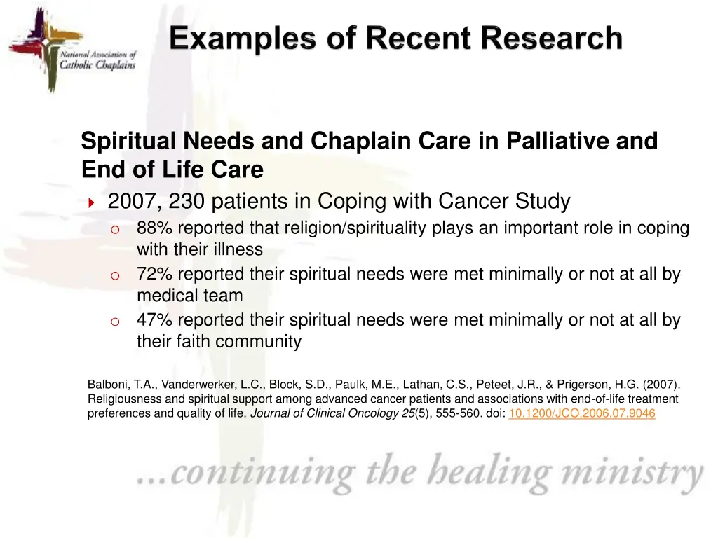 spiritual needs and chaplain care in palliative 1