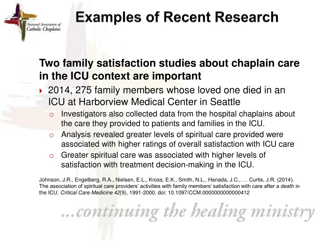 two family satisfaction studies about chaplain 1